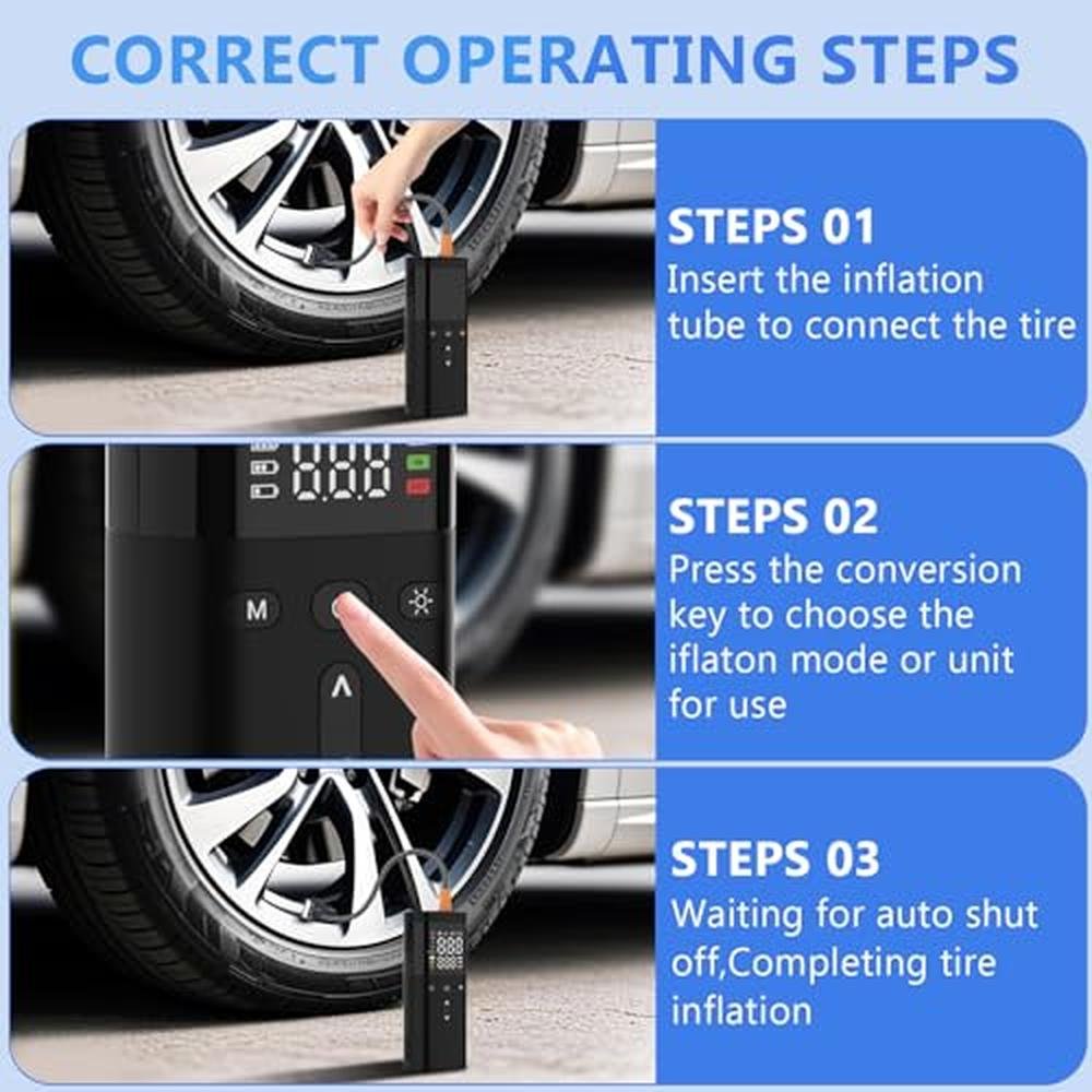 Air Portable Compressor: FNKJGS Tire Inflator 25000mAh – Close-up Detail