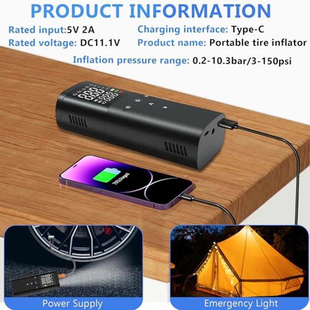 Air Portable Compressor: FNKJGS Tire Inflator 25000mAh – Packaging