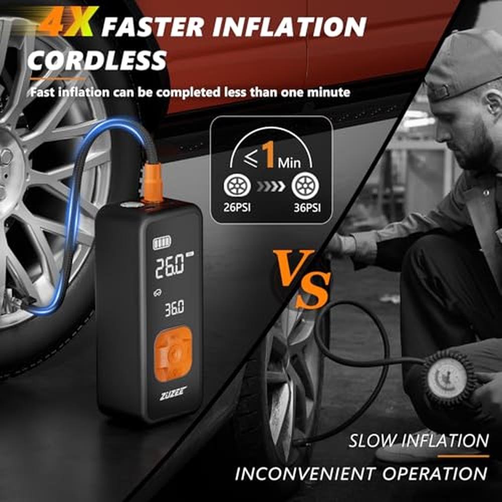 Tire Inflator: Premium USA Brand 150PSI Portable Air – Side View