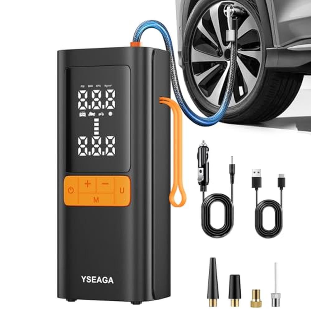 Tire Inflator: Portable Air Compressor 5x Faster 150psi – Front View