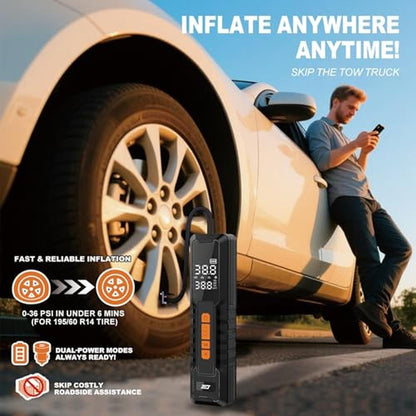 Tire Inflator: Portable Air Compressor 150PSI 6000mAh – Packaging
