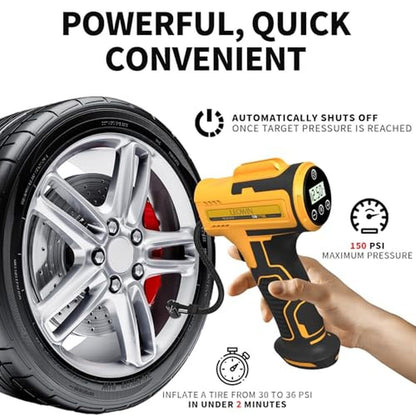 Tire Air: Portable Air Compressor Cordless Handheld Air Pump – Close-up Detail