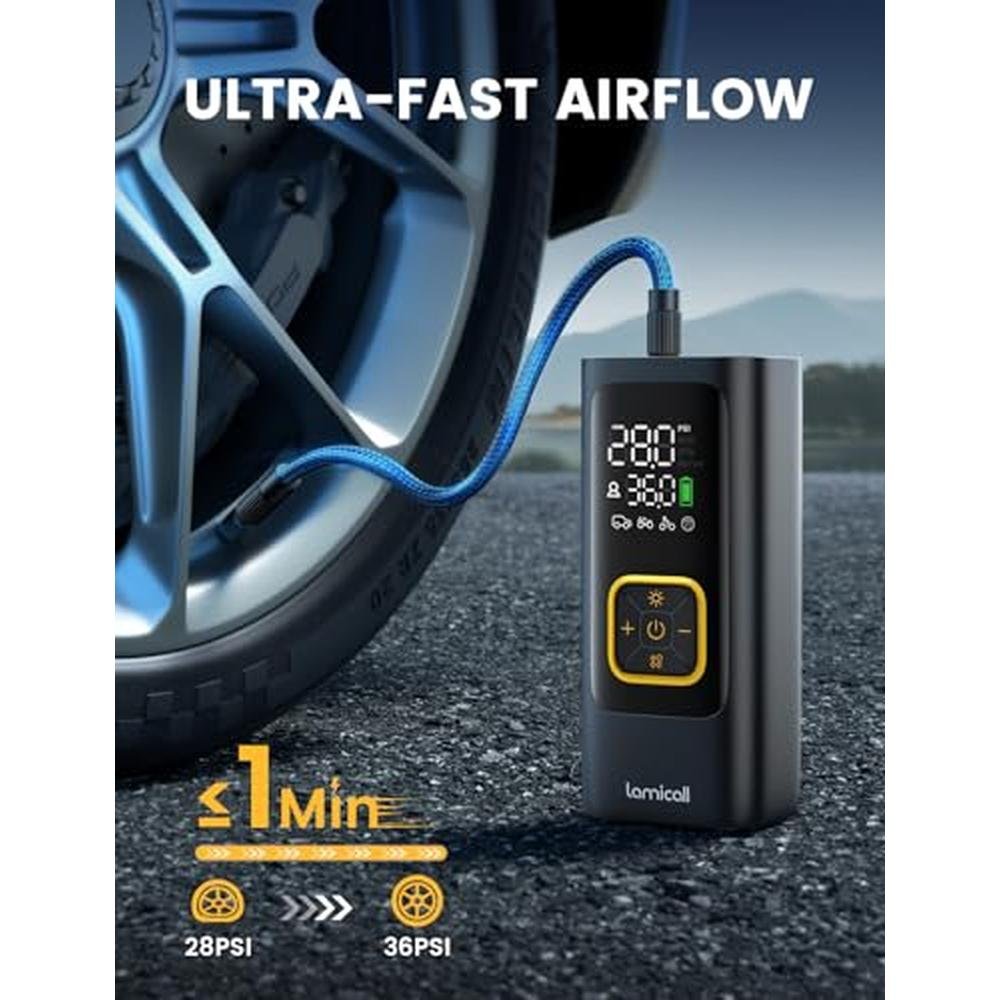 Air Bike Accessory: Lamicall Tire Inflator Portable Air – Side View