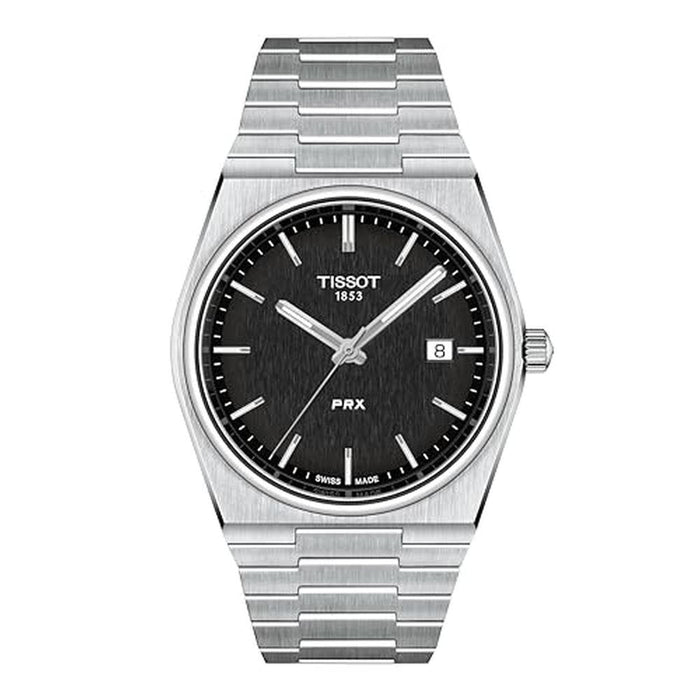 Tissot Mens: PRX 316L Stainless Steel Case Dress Watch Grey – Front View