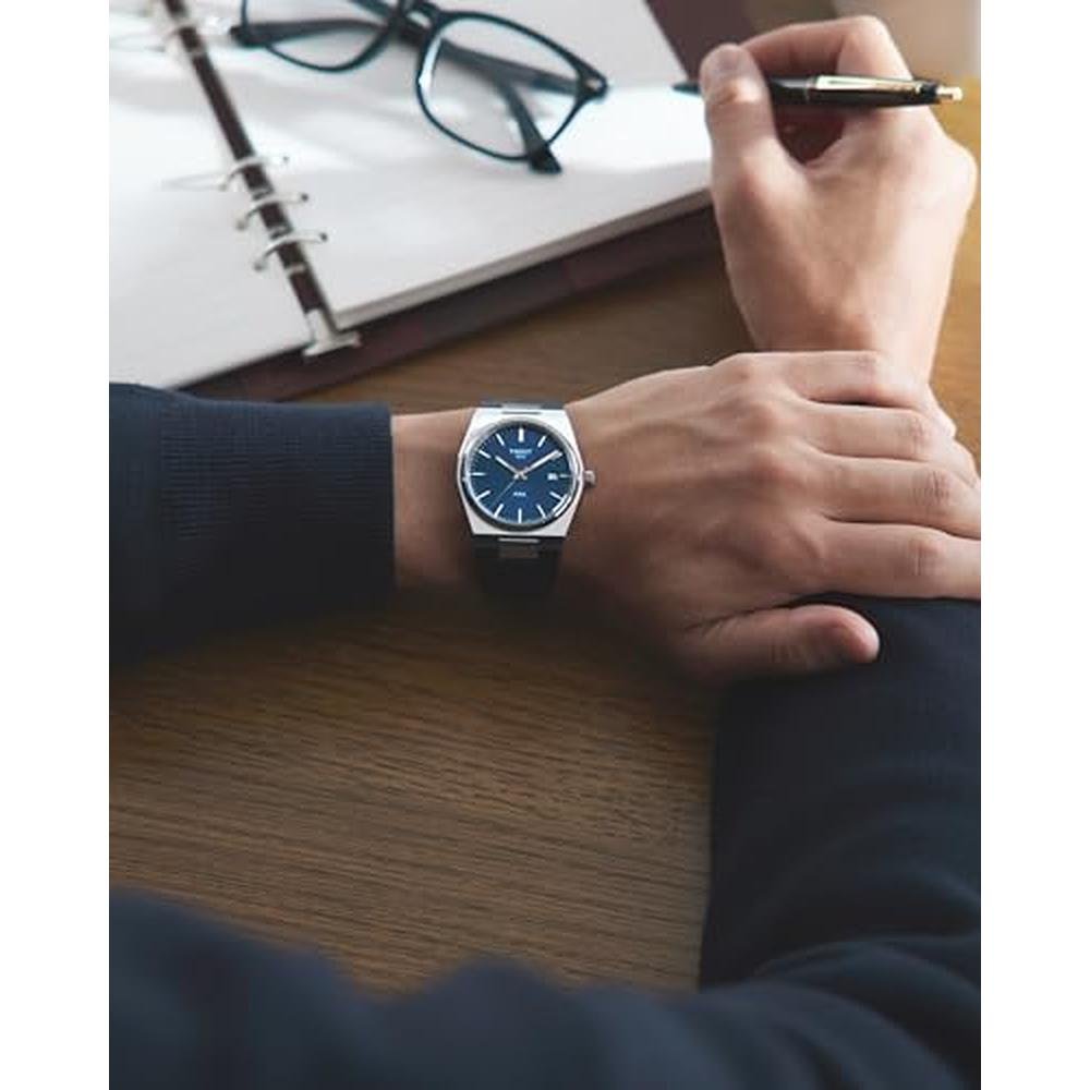 Tissot Mens: Tissot PRX 316L Stainless Steel Case Quartz – Close-up Detail