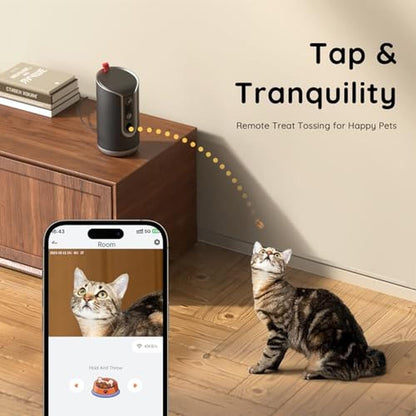 Camera Treat Dispenser: TKENPRO 2K Pet Camera with 360 – Side View