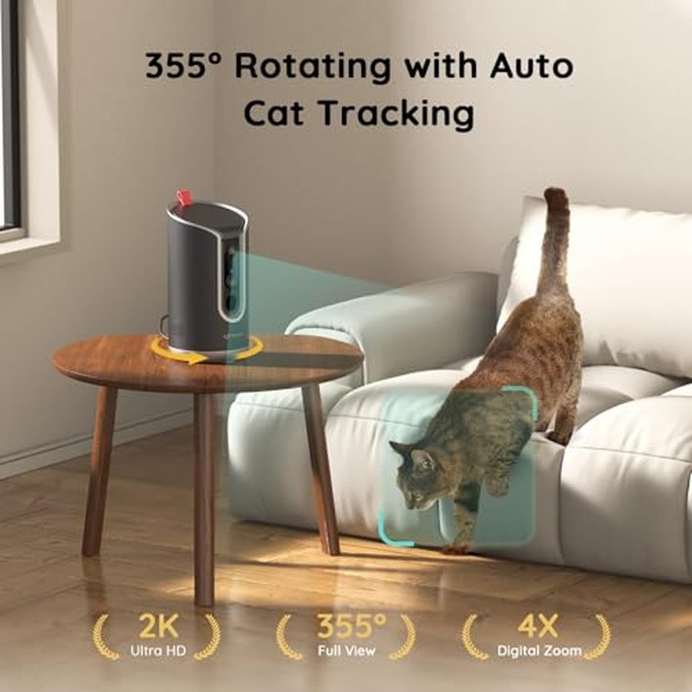 Camera Treat Dispenser: TKENPRO 2K Pet Camera with 360 – Close-up Detail