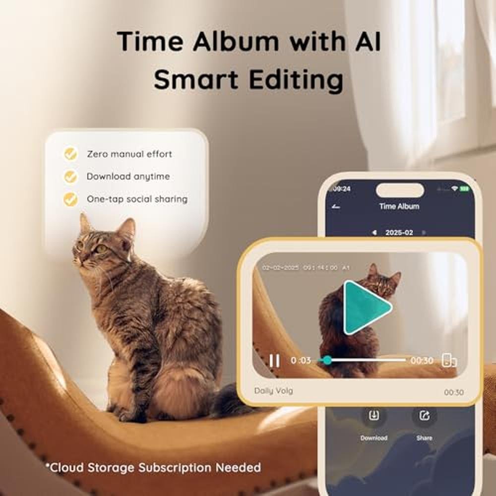 Camera Treat Dispenser: TKENPRO 2K Pet Camera with 360 – In Use