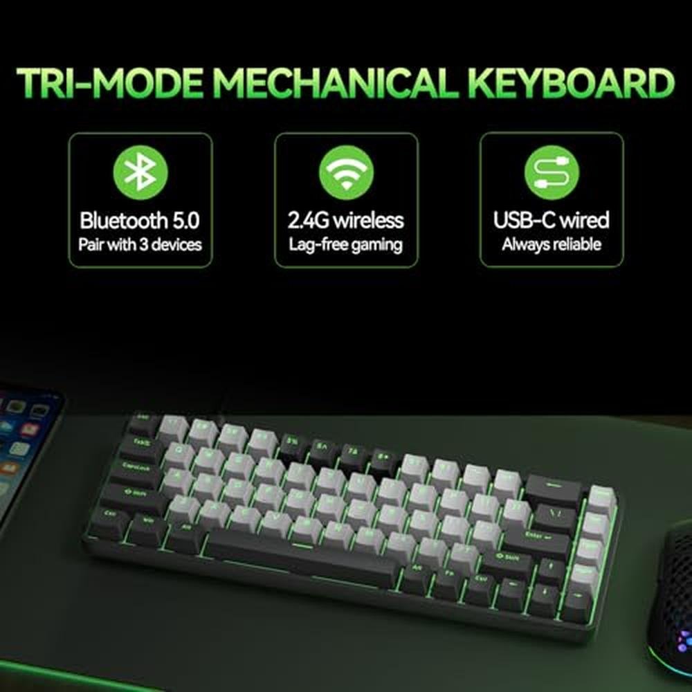 TMKB T68: 60% Wireless Mechanical Gaming Keyboard – Side View