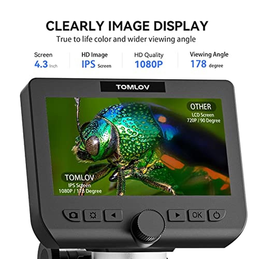 Digital Microscope: TOMLOV DM4 Pro 4.3 LCD Digital – Close-up Detail