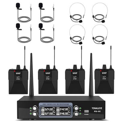 Mics TONALUXE: TONALUXE 4 Channel Wireless Lapel Microphone – Front View