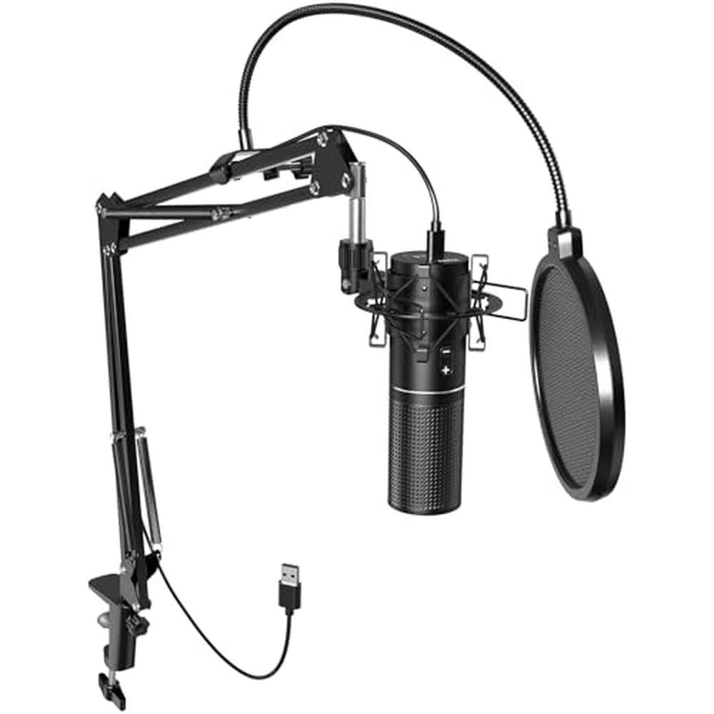 TONOR USB Podcast Microphone: Gaming PC Studio Streaming – Front View
