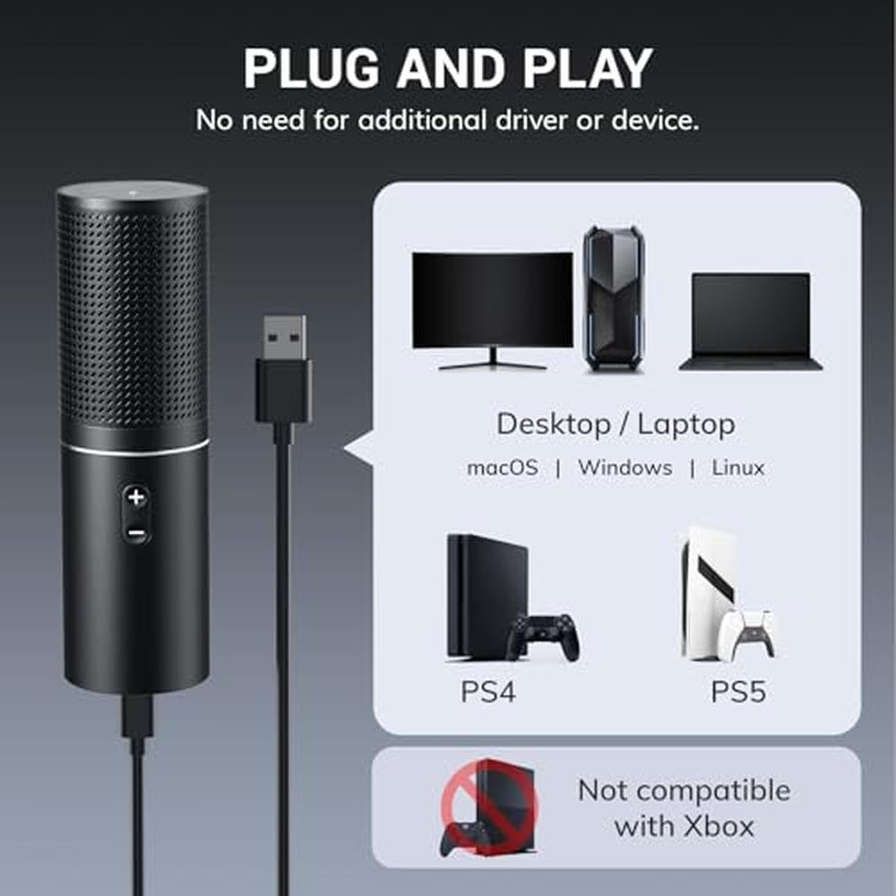 TONOR USB Podcast Microphone: Gaming PC Studio Streaming – In Use