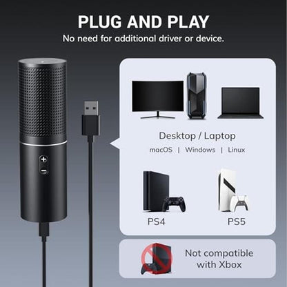 TONOR USB Podcast Microphone: Gaming PC Studio Streaming – In Use
