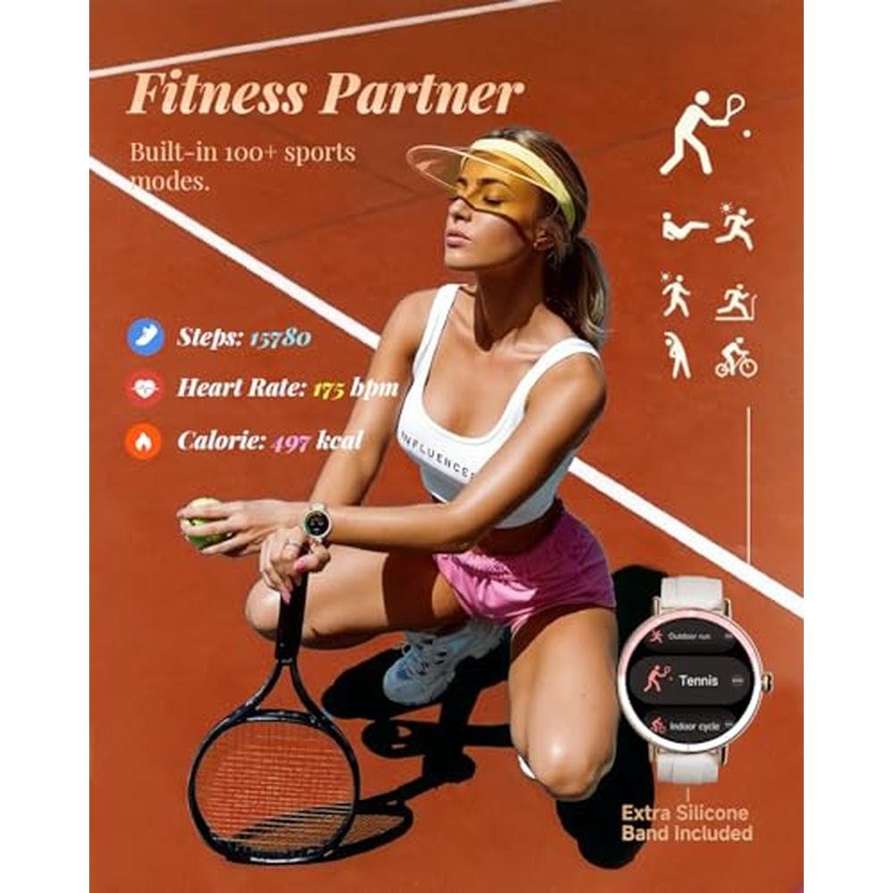 TOOBUR Smart Watch: Women's Fitness Tracker with Heart Rate – Close-up Detail