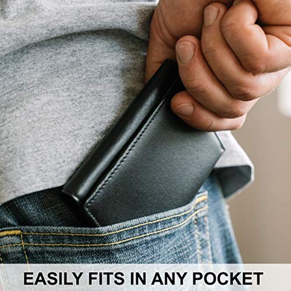 Top Grain Leather Trifold Wallet for Men – Side View