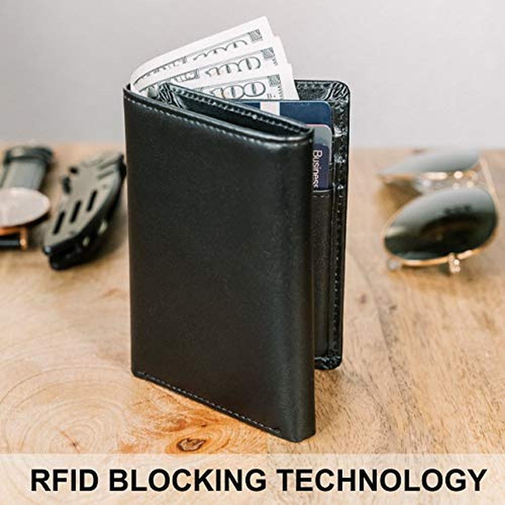 Top Grain Leather Trifold Wallet for Men – Close-up Detail