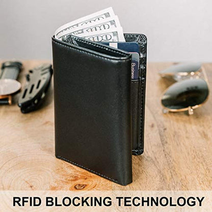 Top Grain Leather Trifold Wallet for Men – Close-up Detail