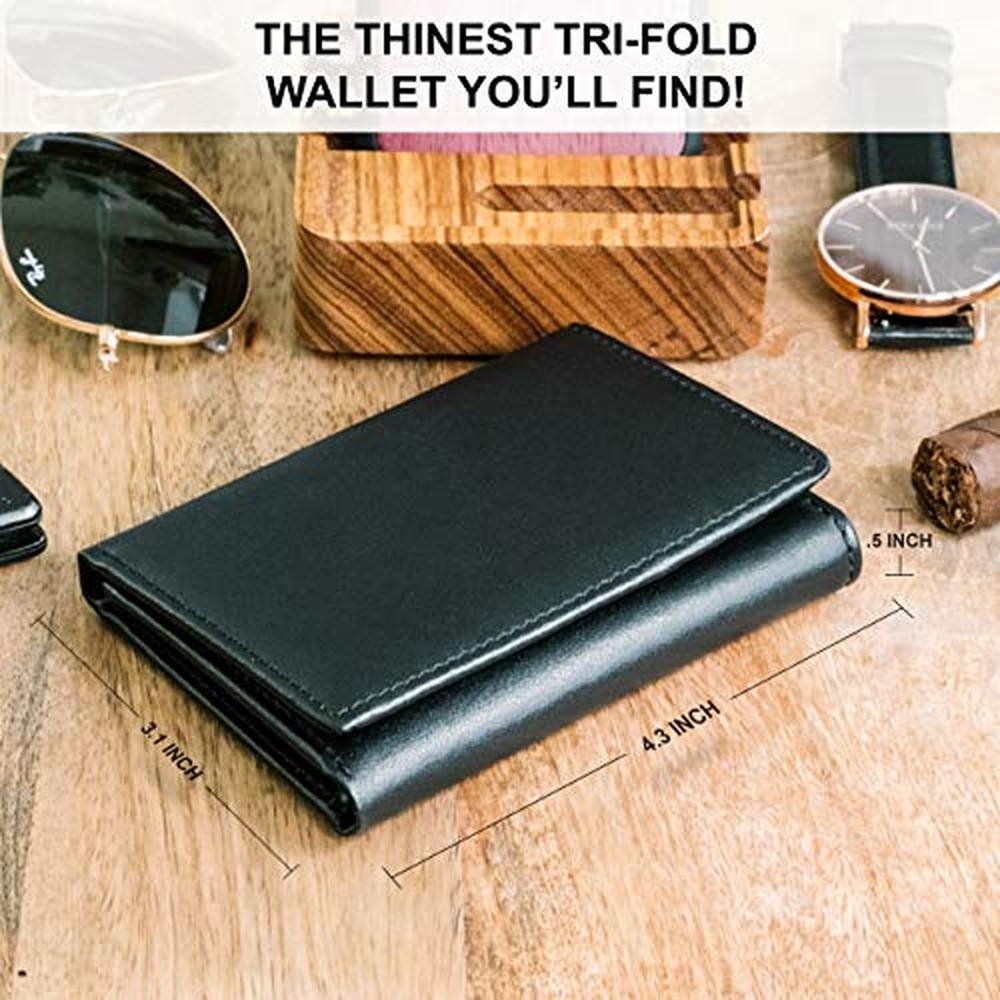 Top Grain Leather Trifold Wallet for Men – In Use