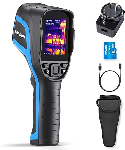 TOPDON TC004 Thermal Imaging Camera, 256 x 192 IR High Resolution 12-Hour Battery Life Handheld Infrared Camera with PC Analysis and Video Recording Supported, 16GB Micro SD Card