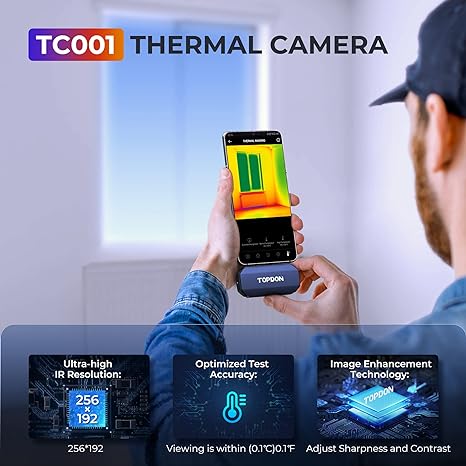 256X192 IR Resolution Hti HT-203U Thermal Camera for Android Phone - Vanadium Oxide Uncooled Infrared Focal Plane, Fully Adjustable, 8 Color Palettes, Temp Alarm, Camera & Video, No Recharge Needed