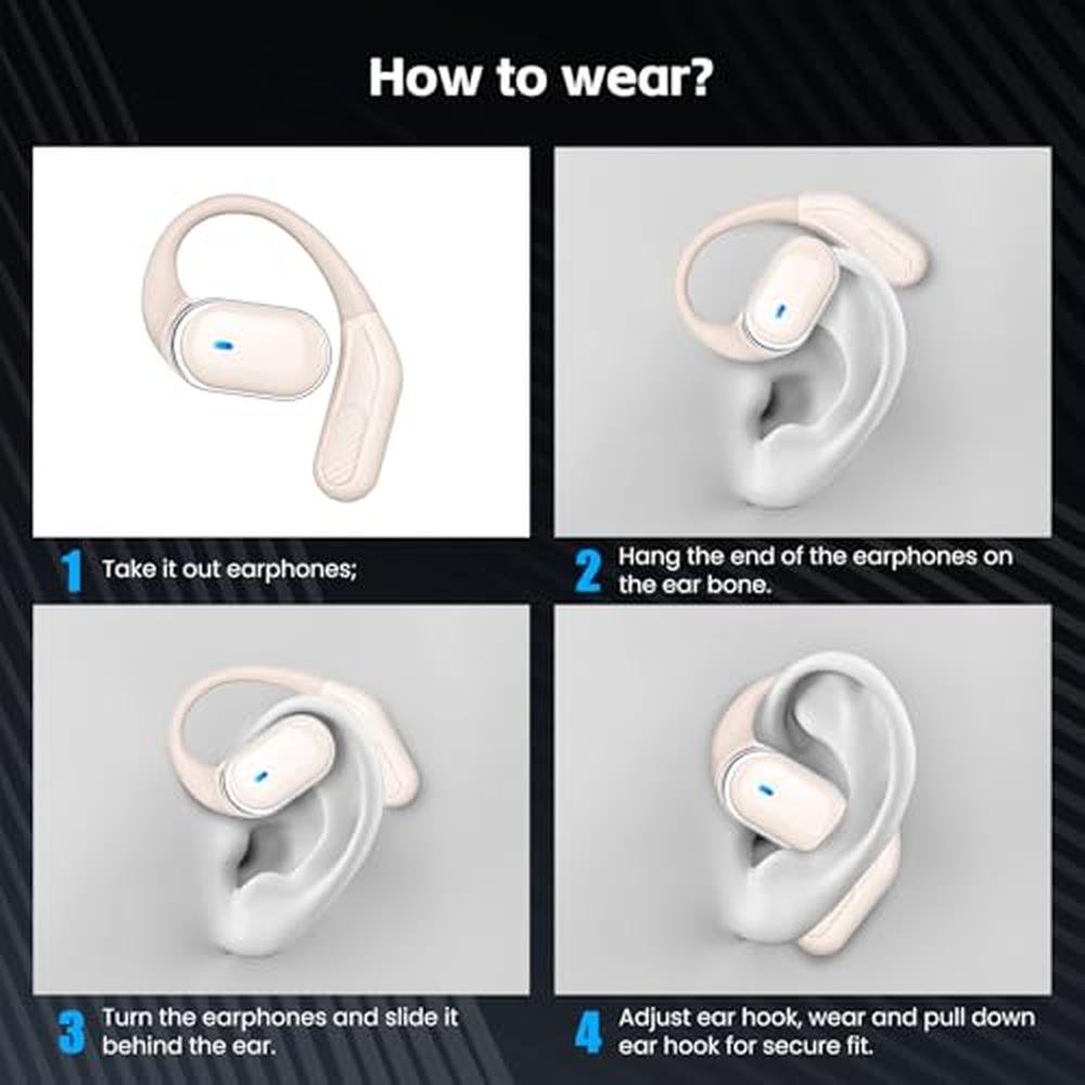 Open Ear Wireless Earbuds: Bluetooth 5.4 Headphones 50H – In Use