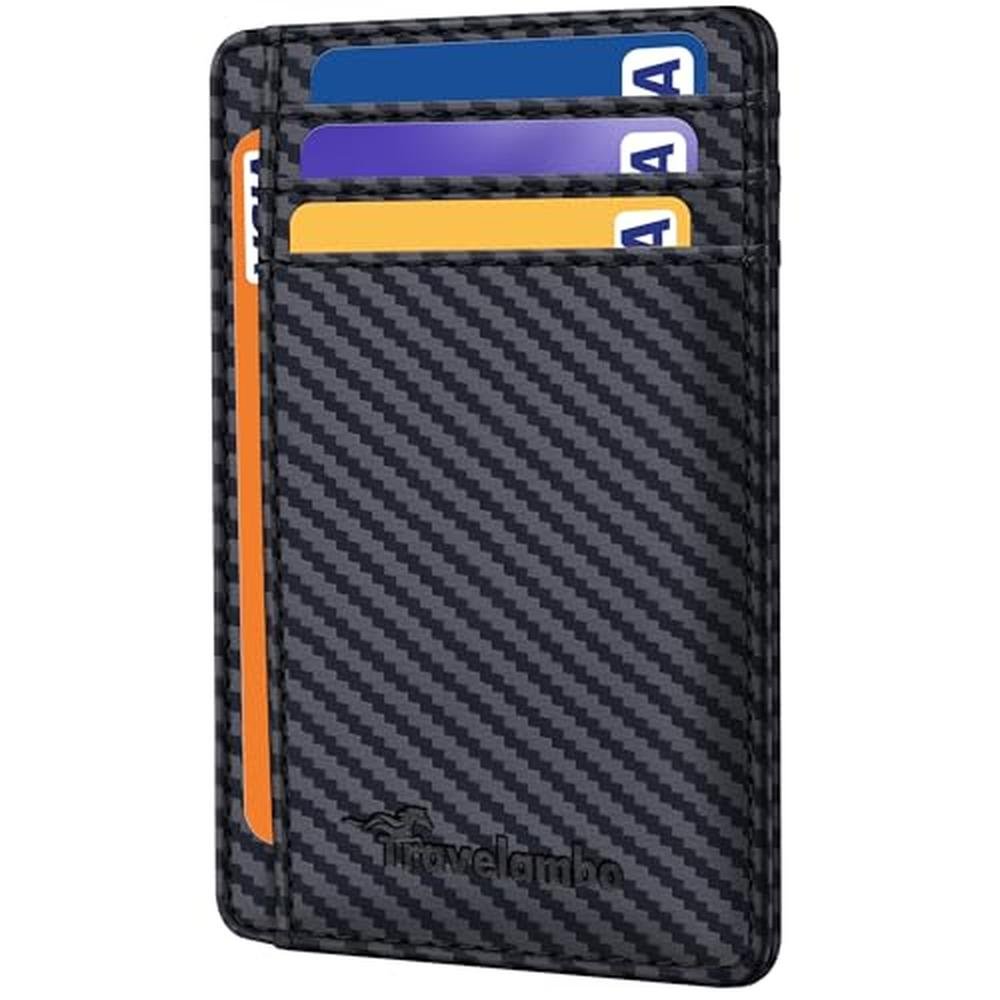 Travelambo Slim Wallet Front Pocket Minimalist Leather RFID – Front View