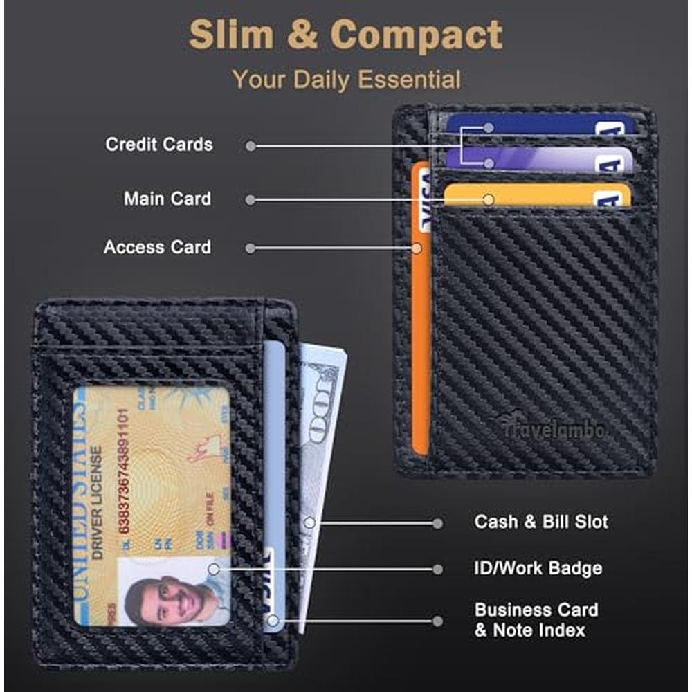 Travelambo Slim Wallet Front Pocket Minimalist Leather RFID – In Use