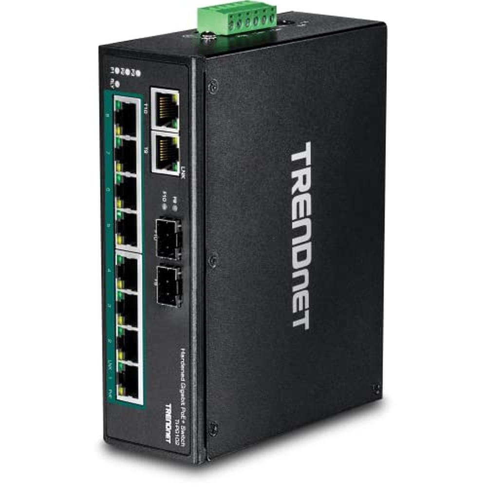 Poe Gigabit: Trendnet 10-Port Industrial Gigabit Poe Din – Front View