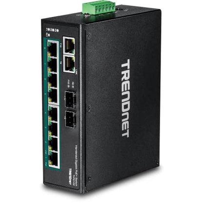 Poe Gigabit: Trendnet 10-Port Industrial Gigabit Poe Din – Front View