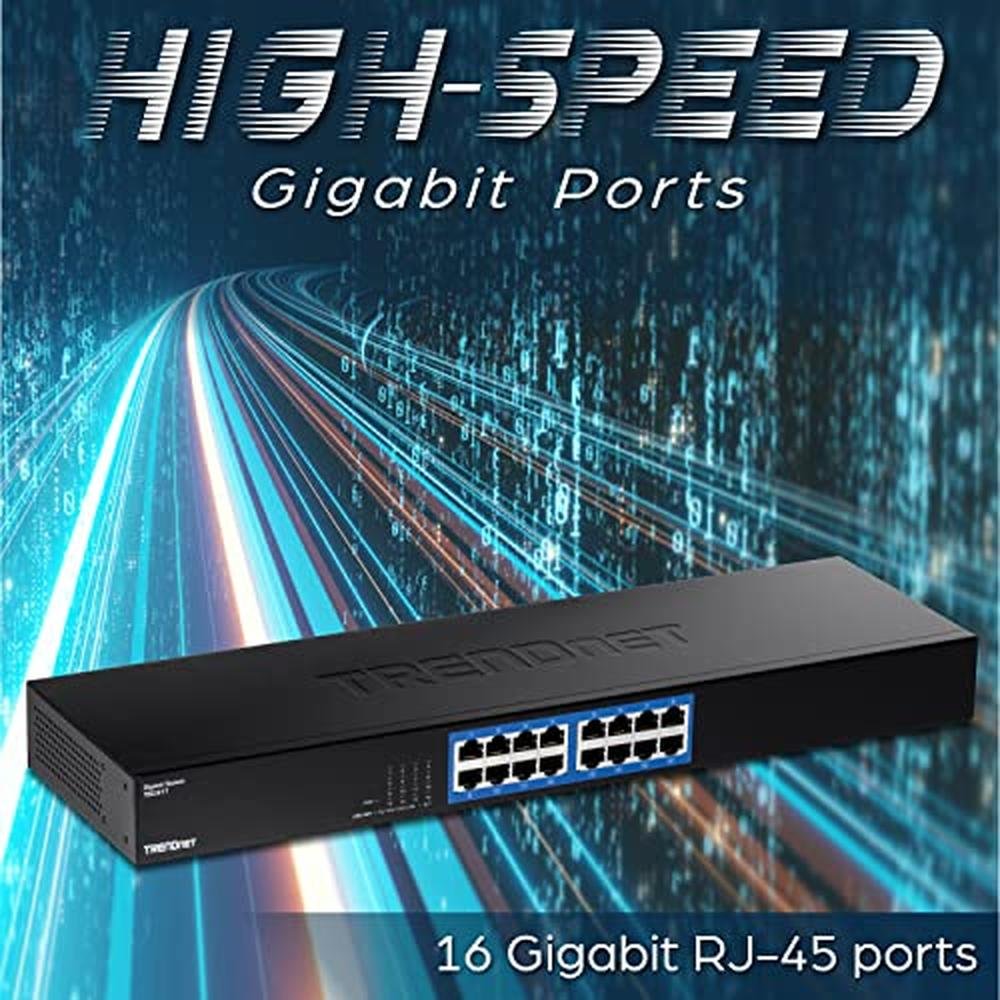 Gigabit Trendnet Switch: Trendnet TEG-S17 16-Port Gigabit – Side View