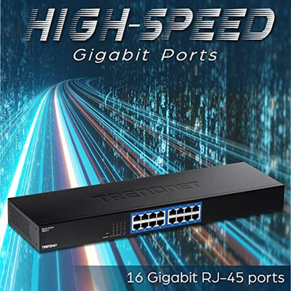 Gigabit Trendnet Switch: Trendnet TEG-S17 16-Port Gigabit – Side View