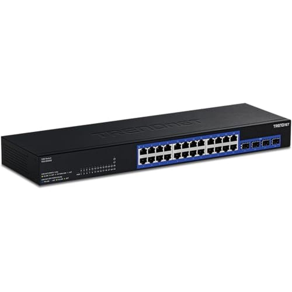 Gigabit Ports: Trendnet 28-Port Gigabit Switch with 4 x 10G – Front View