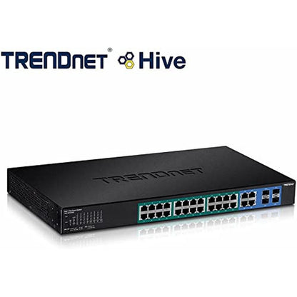 Gigabit PoE Switch: Trendnet 28-Port Web Smart PoE Switch – Close-up Detail