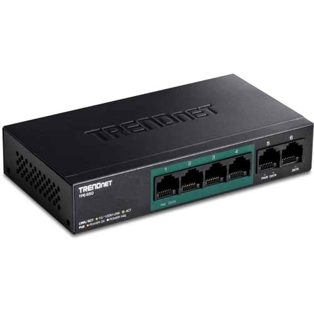 Poe Switch: Trendnet TPE-S50 6-Port Fast Ethernet Poe Switch – Front View