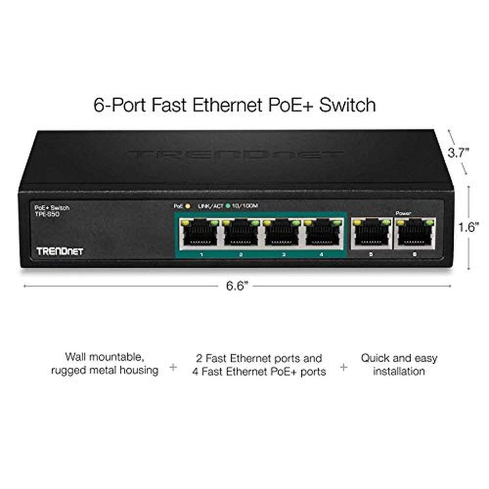 Poe Switch: Trendnet TPE-S50 6-Port Fast Ethernet Poe Switch – Close-up Detail