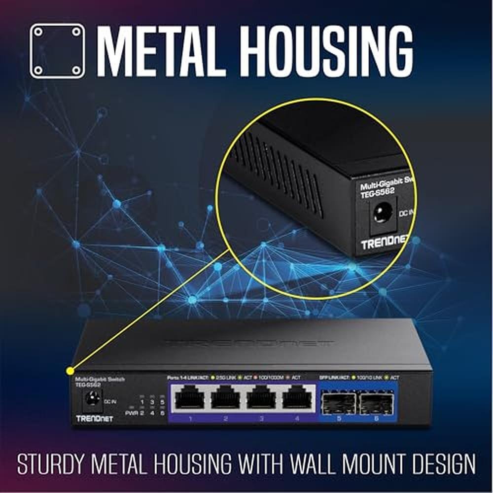 Switch Ports: Trendnet 6-Port Unmanaged Multi-Gig Switch 4 – Side View