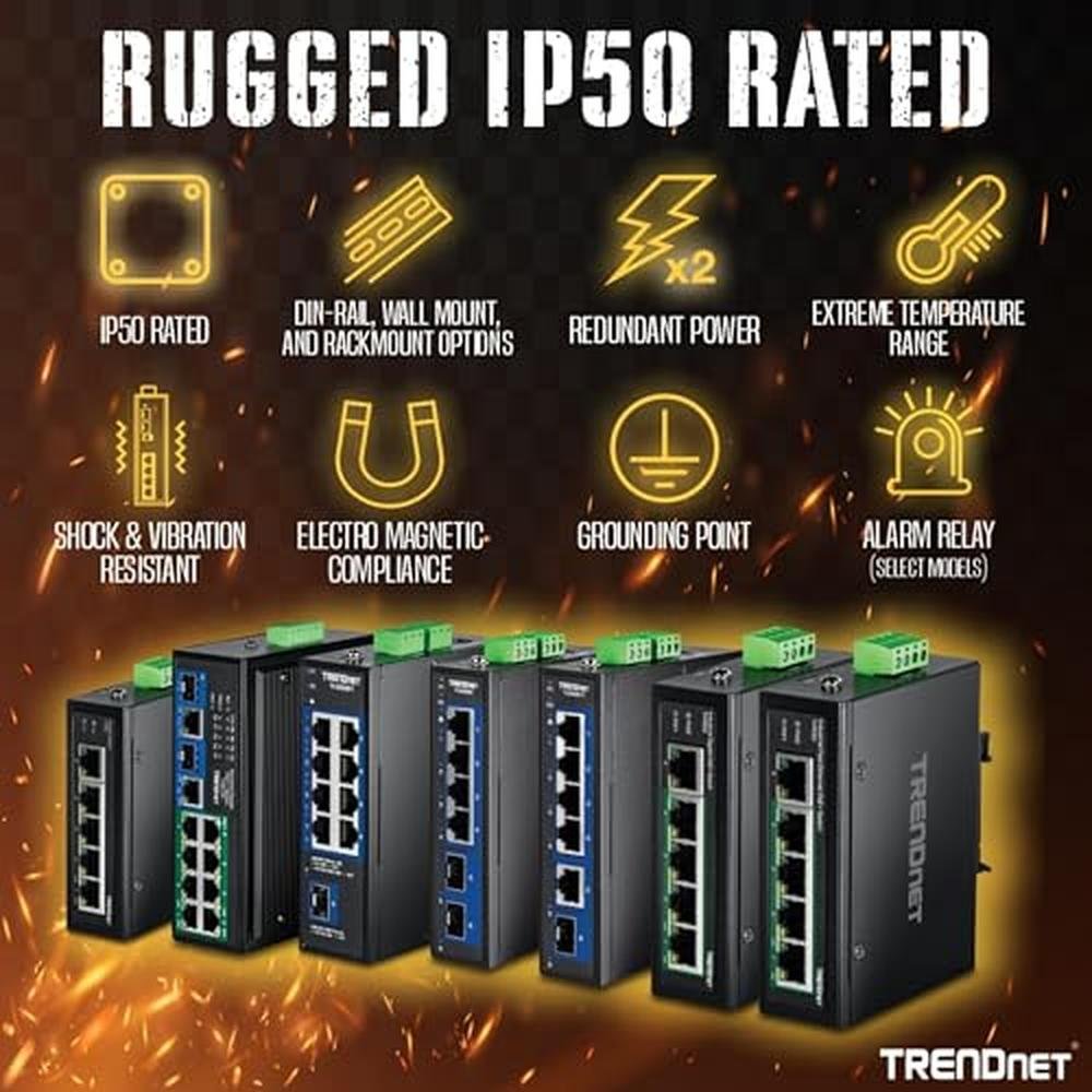 Poe Trendnet: Trendnet TI-PG62 7-Port Industrial Gigabit – Close-up Detail