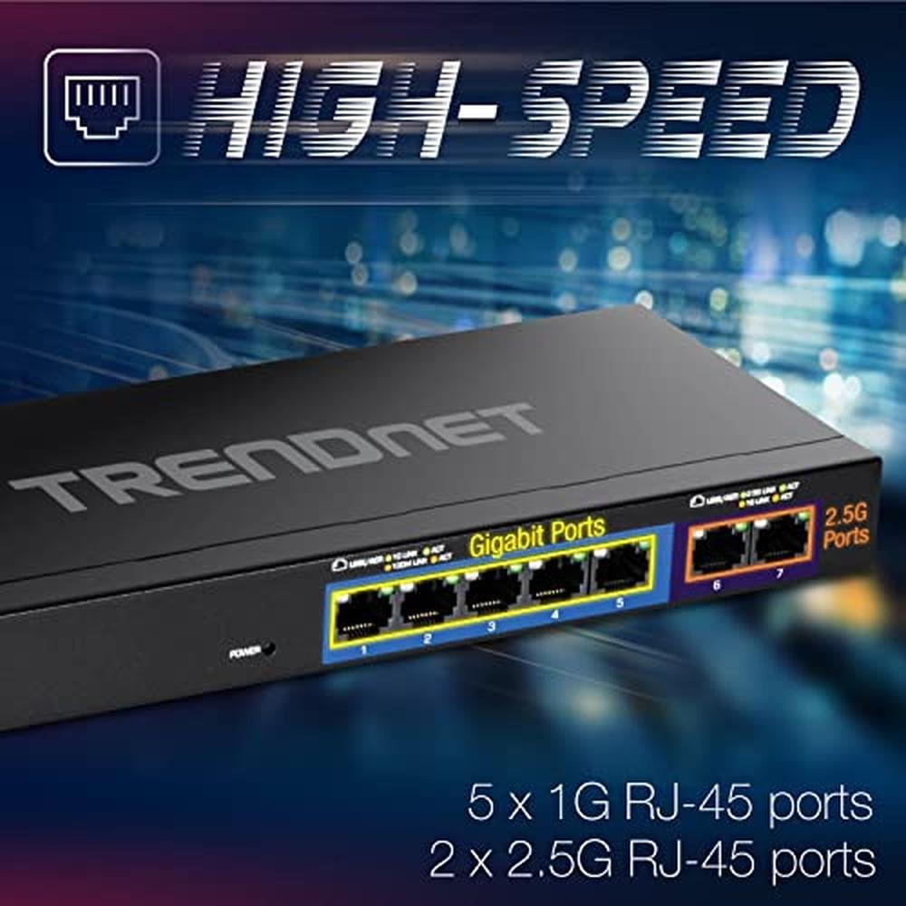 Trendnet 7-Port Multi-Gig Gaming Switch – Side View