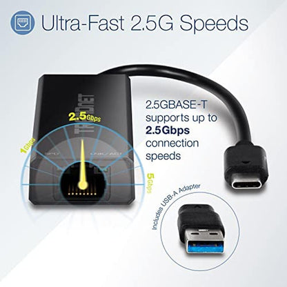 Trendnet 5GBase: Trendnet TUC-ET2G USB-C 3.1 to 2.5GBase-T – Side View