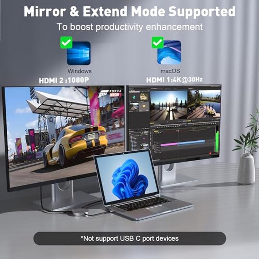 Uantin Dual: UANTIN USB 3.0 to Dual HDMI Splitter – Side View