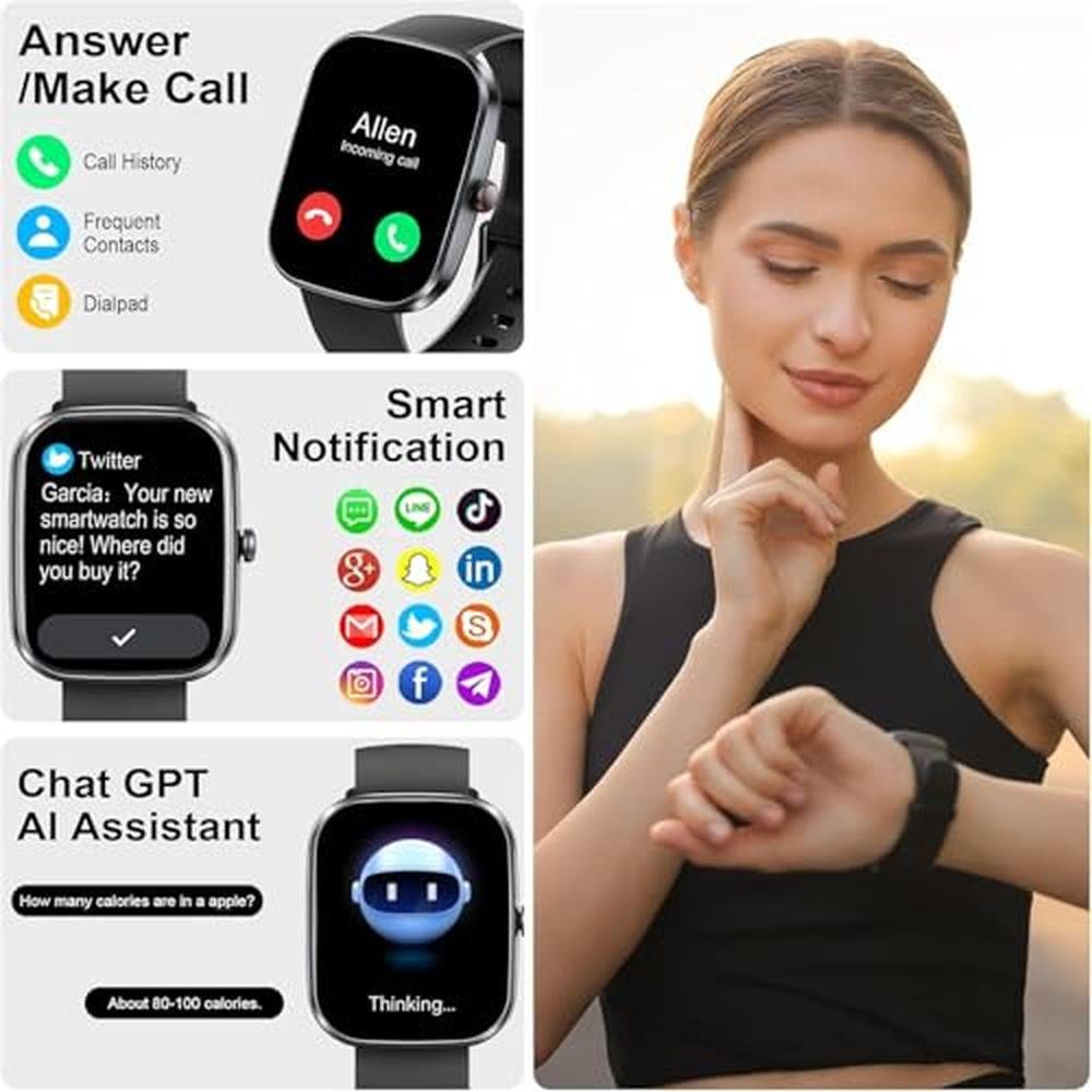 UAUE AI Smart Watch: 1.91 Bluetooth Calling Smartwatch for – Side View