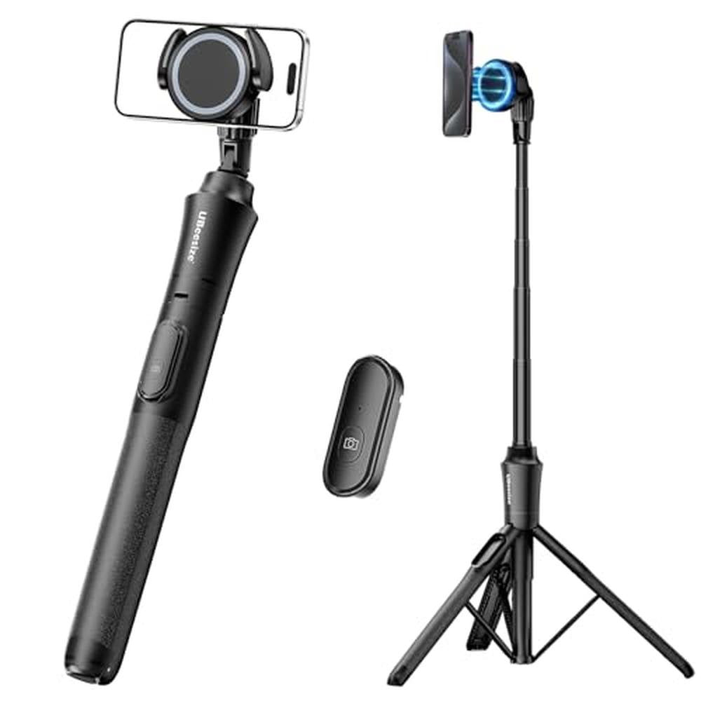 Tripod Phone: Ubeesize 62 Magnetic Selfie Stick Phone Tripod – Front View