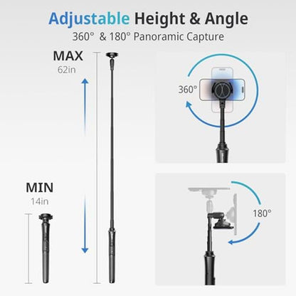 Tripod Phone: Ubeesize 62 Magnetic Selfie Stick Phone Tripod – Side View