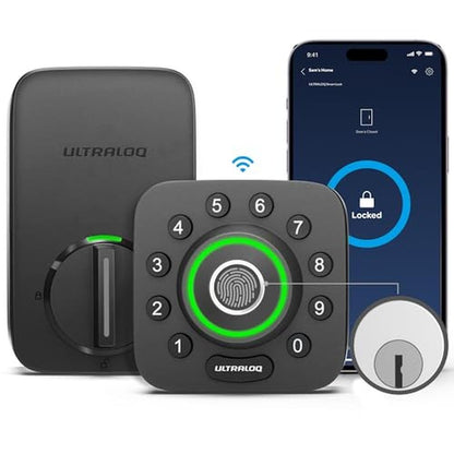 ULTRALOQ U-Bolt Pro WiFi Smart Lock with Door Sensor – Front View