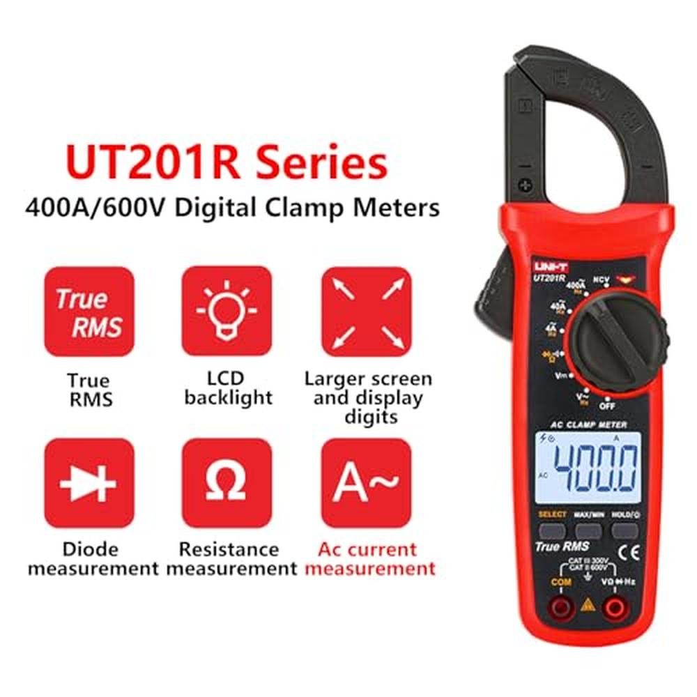 Digital Clamp Meter: UNI-T UT201R 4000 Counts Multimeter – Side View