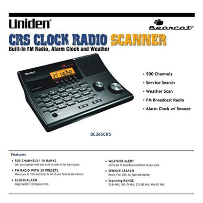 Uniden BC365CRS: 500 Channel Scanner and Alarm Clock – Close-up Detail