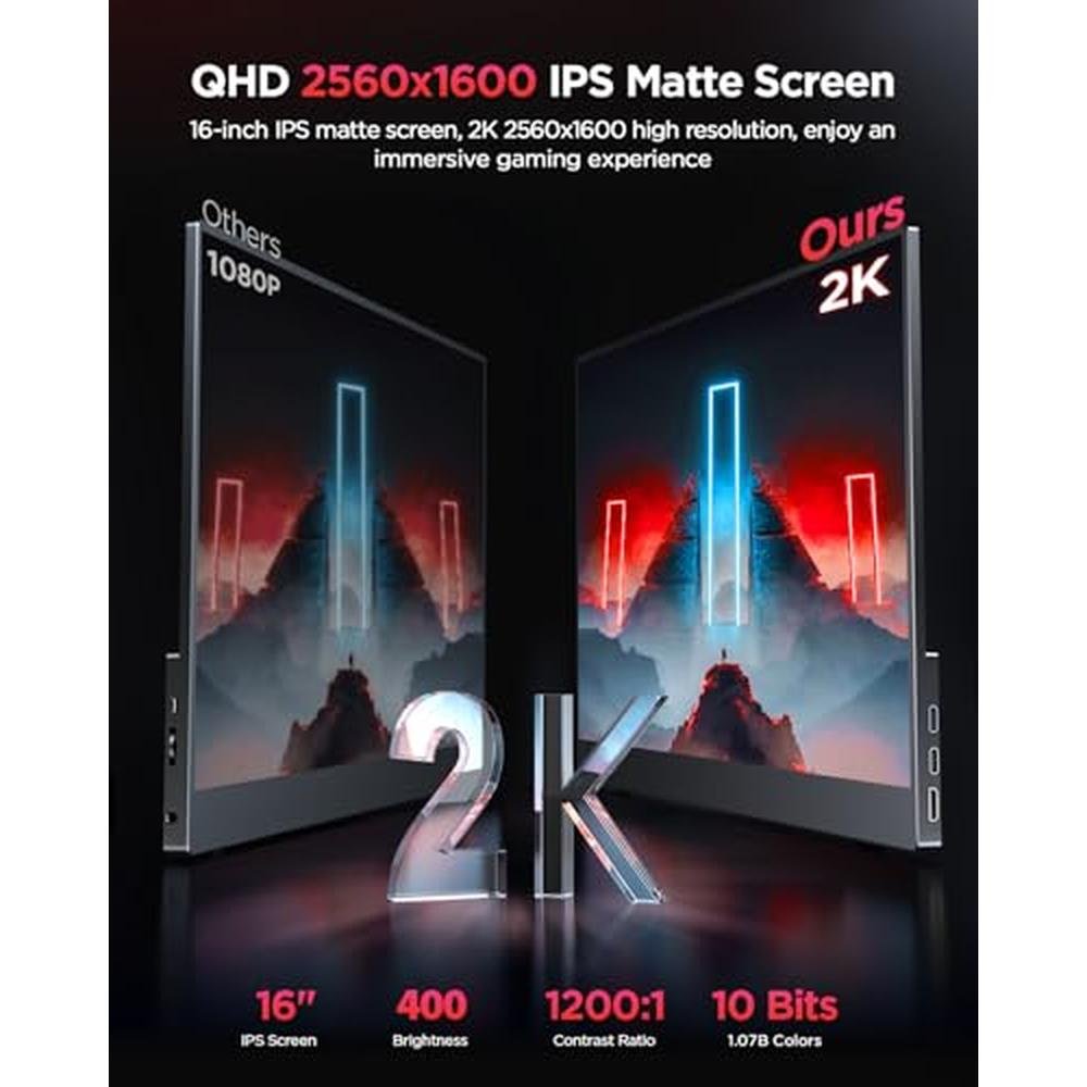 Portable Monitor: UPERFECT 2K 120Hz Gaming Monitor 16 – Side View