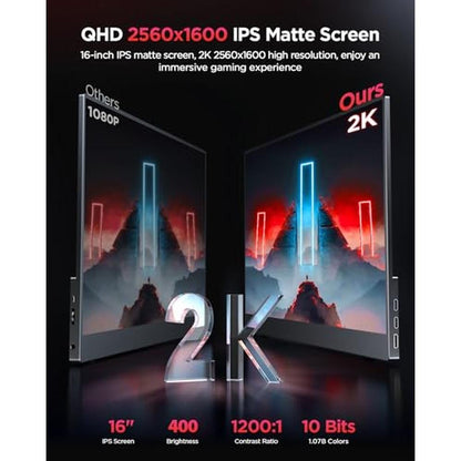 Portable Monitor: UPERFECT 2K 120Hz Gaming Monitor 16 – Side View