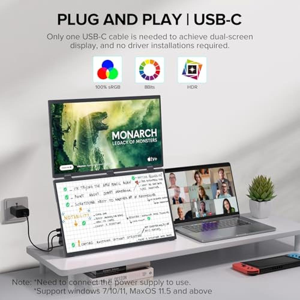 Monitor Laptop: UPERFECT Delta 15.6 Dual Portable Monitor – Side View